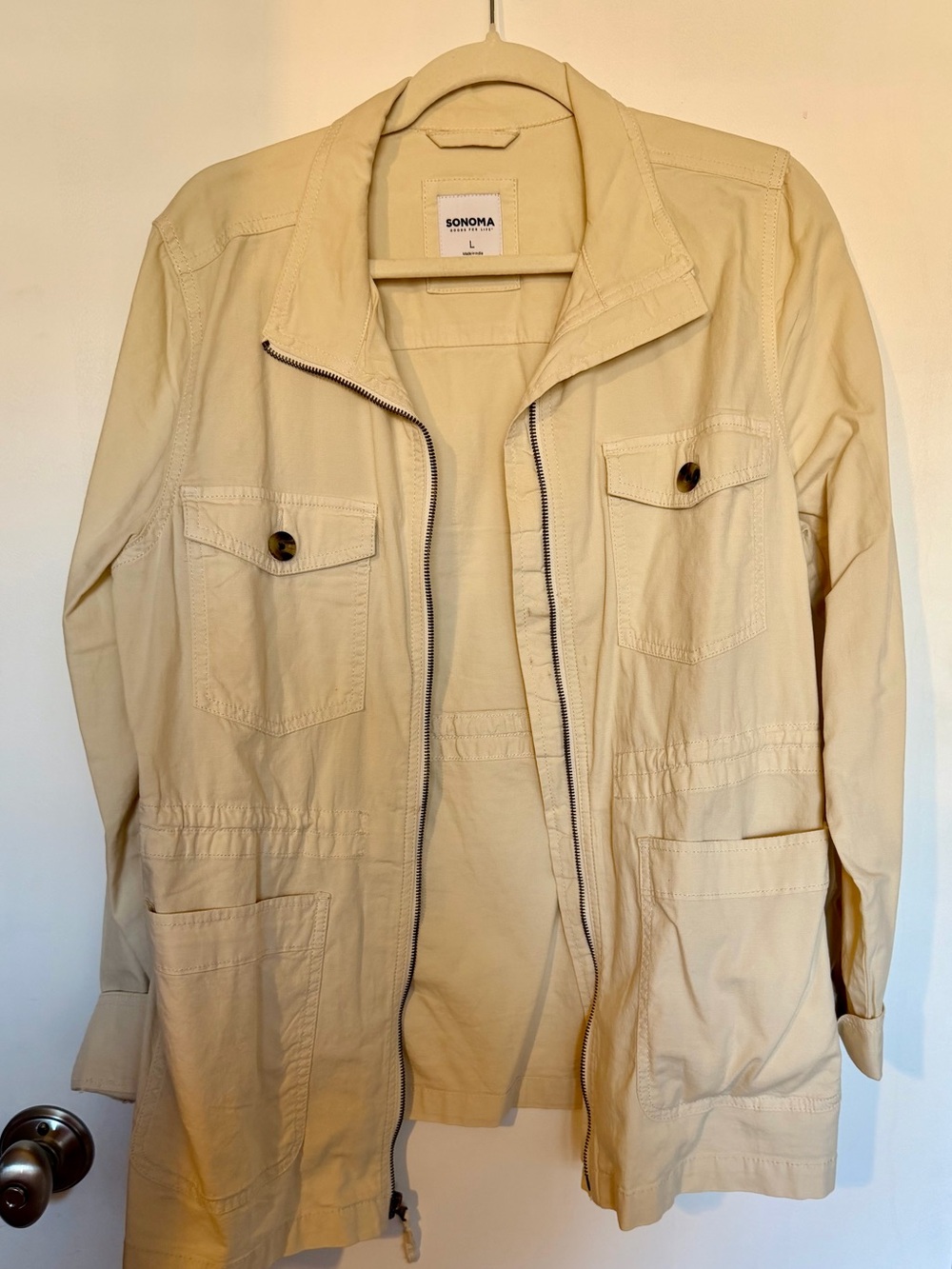 Large Women’s Sonoma Light Cream Utility Jacket with Front Pockets @Kohls